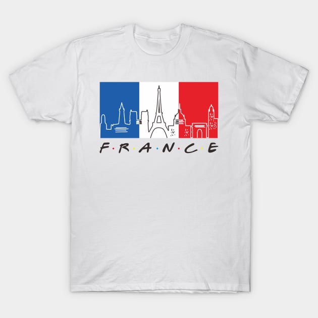 france flag and skyline T-Shirt by BAJAJU